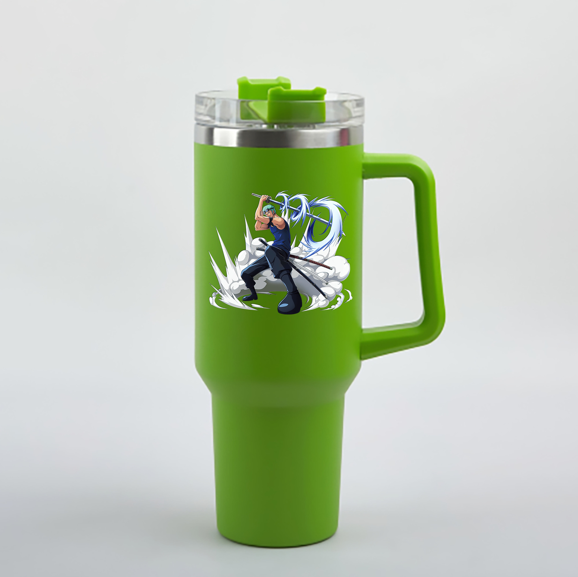 ワンピース ロロノア・ゾロ ONE PIECE Roronoa Zoro 1200mL車用タンブラー - クリスタルステッカー（プラスチックストロー付き）